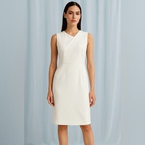 Tahari Arthur S. Levine White Sleeveless Sheath Dress Size 12 Elegant Classic